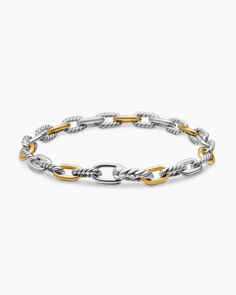 Womens DY Madison Chain Bracelet in Sterling Silver with 18K Yellow Gold, 5.5mm