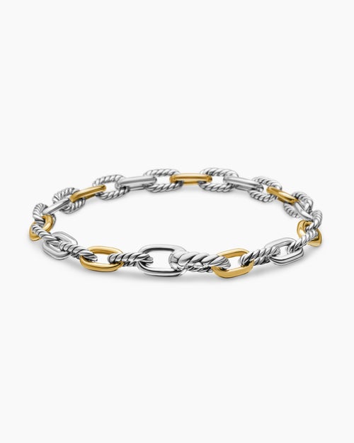 Womens DY Madison Chain Bracelet in Sterling Silver with 18K Yellow Gold, 5.5mm