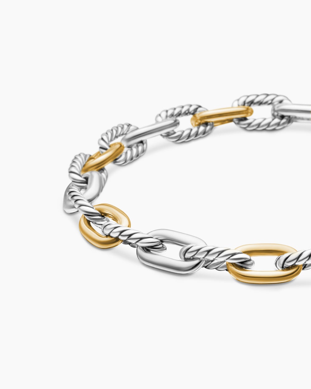 Womens DY Madison Chain Bracelet in Sterling Silver with 18K Yellow Gold, 5.5mm
