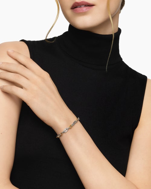 Womens DY Madison® Chain Bracelet in Sterling Silver with 18K Yellow Gold, 5.5mm