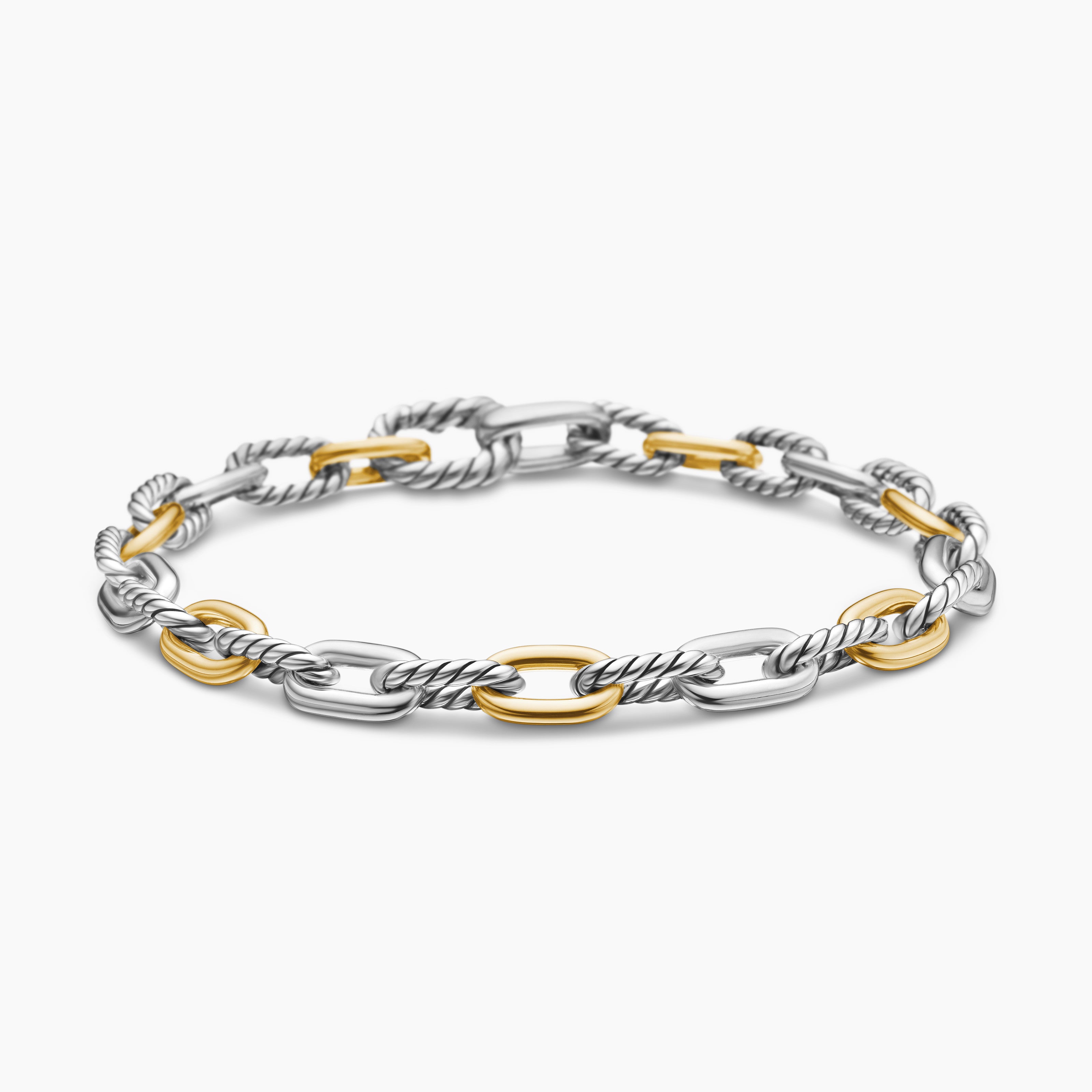 Womens DY Madison&reg; Chain Bracelet in Sterling Silver with 18K Yellow Gold, 5.5mm