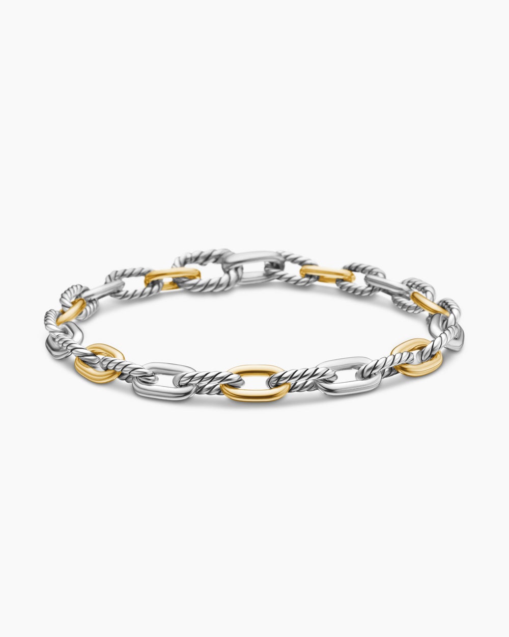 Womens DY Madison Chain Bracelet in Sterling Silver with 18K Yellow Gold, 5.5mm