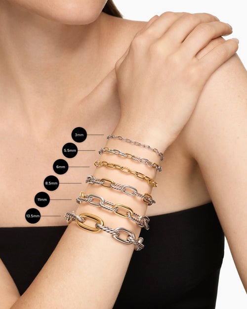 Womens DY Madison® Chain Bracelet in Sterling Silver with 18ct Yellow Gold, 8.5mm