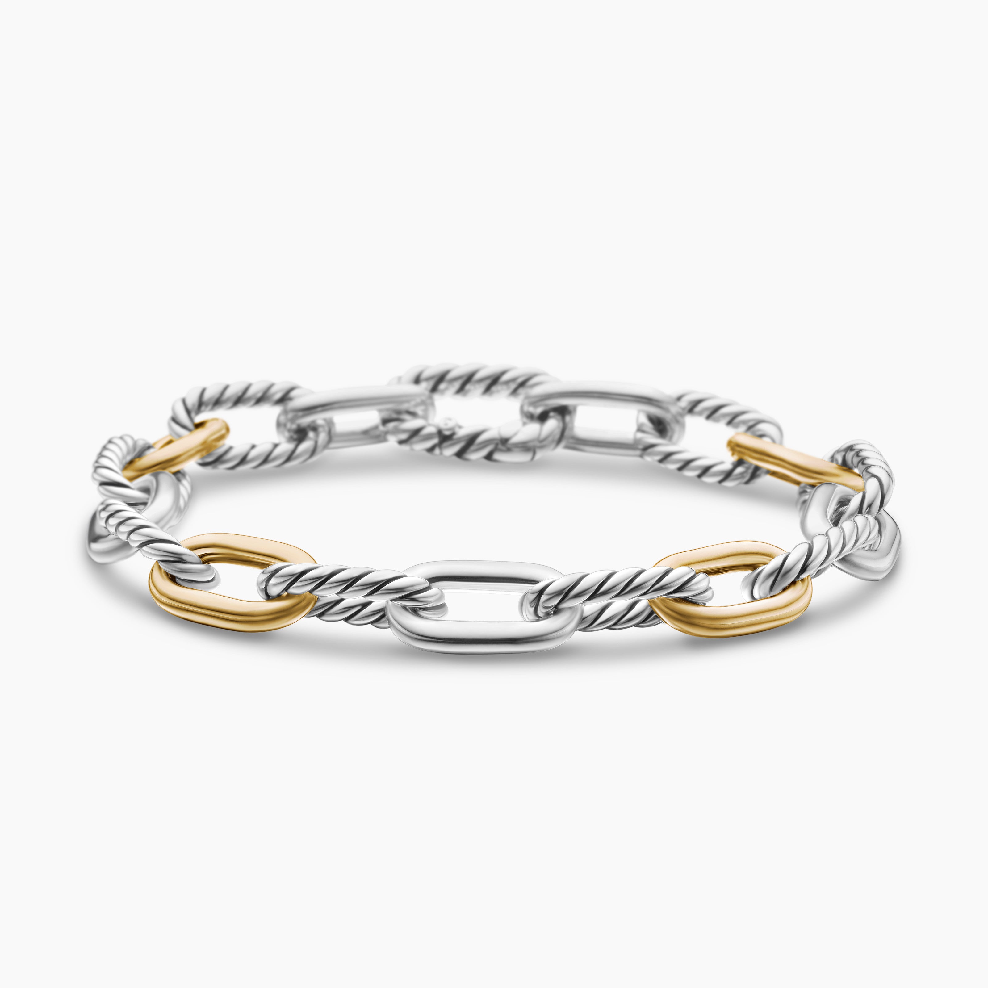 Womens DY Madison Chain Bracelet in Sterling Silver with 18K Yellow Gold, 8.5mm