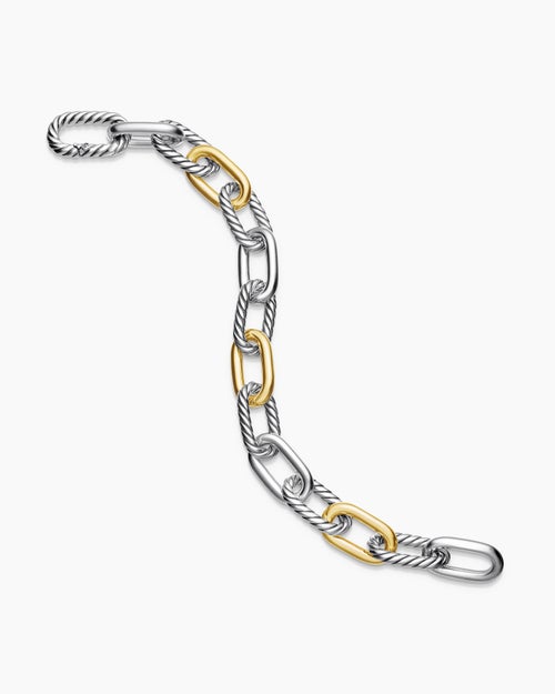 Womens DY Madison Chain Bracelet in Sterling Silver with 18K Yellow Gold, 11mm