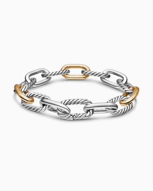 Womens DY Madison Chain Bracelet in Sterling Silver with 18K Yellow Gold, 11mm