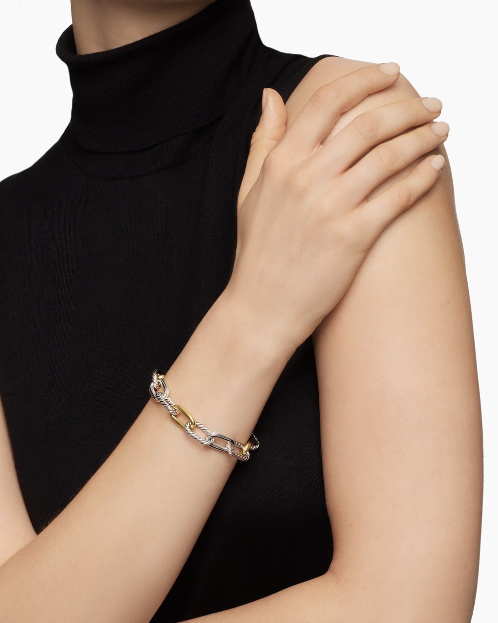 Womens DY Madison® Chain Bracelet in Sterling Silver with 18K Yellow Gold, 11mm