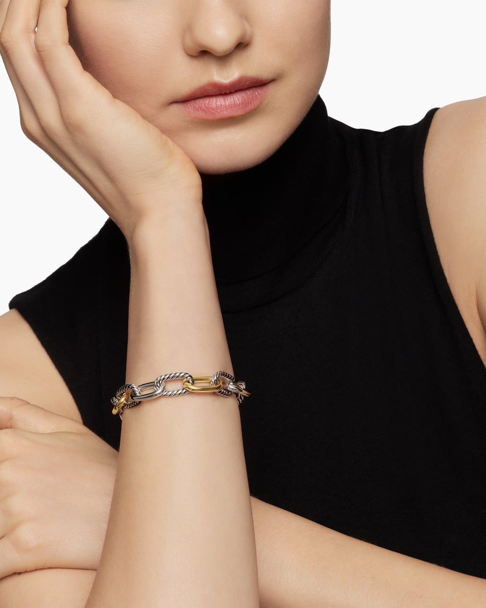 Womens DY Madison® Chain Bracelet in Sterling Silver with 18K Yellow Gold, 11mm