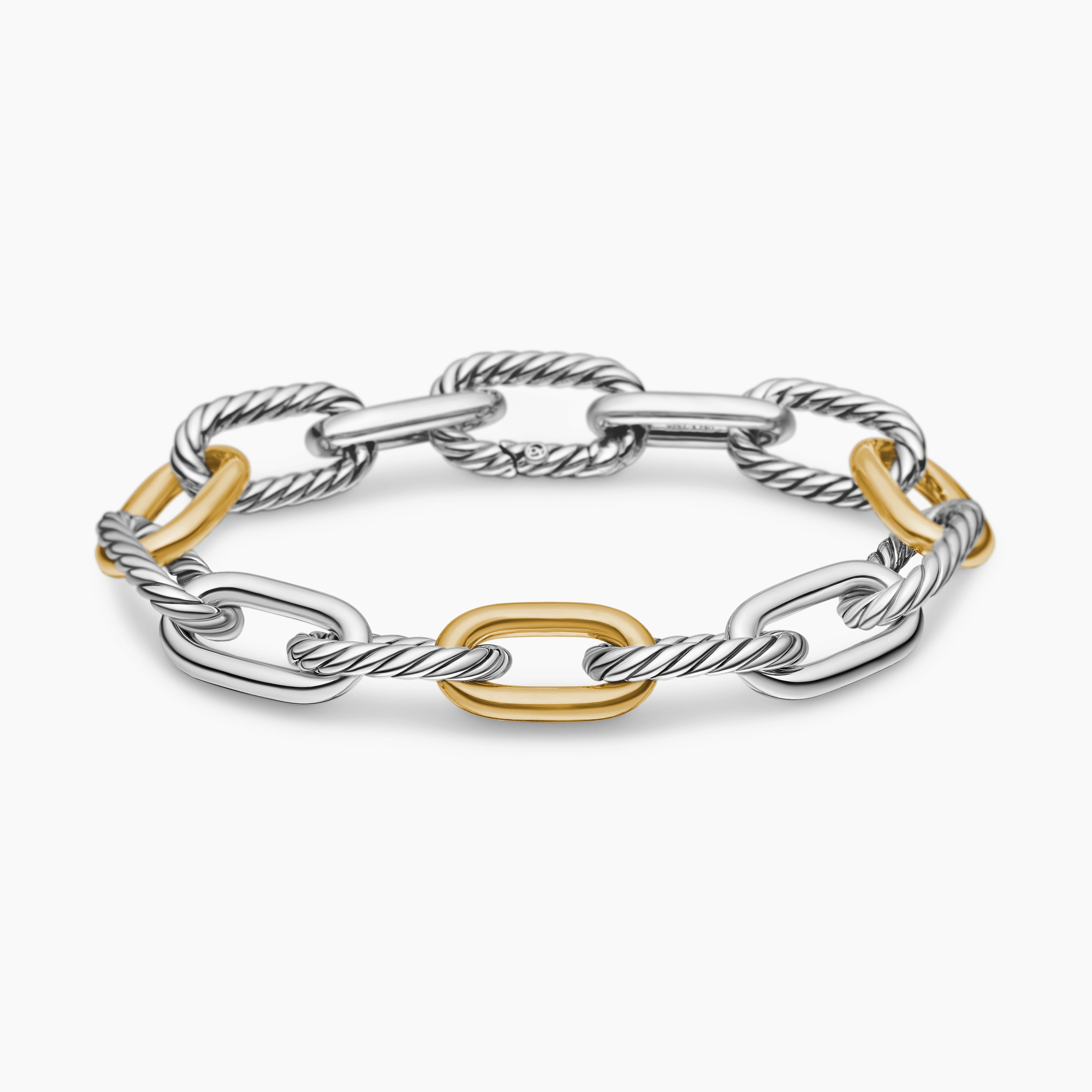 Womens DY Madison Chain Bracelet in Sterling Silver with 18K Yellow Gold, 11mm