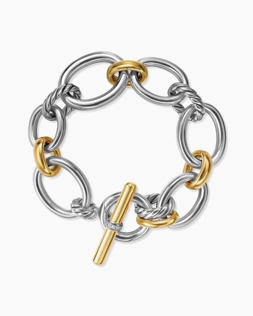 Womens DY Mercer Chain Bracelet in Sterling Silver with 18K Yellow Gold and Diamonds, 20mm