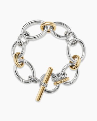 DY Mercer™ Chain Bracelet in Sterling Silver with 18K Yellow Gold and Diamonds, 25mm