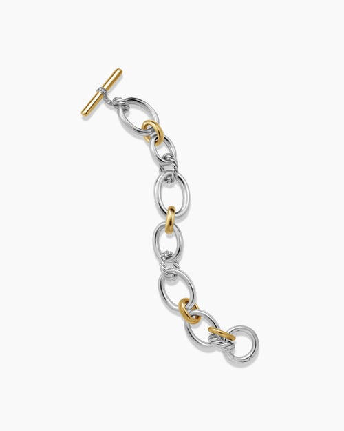 Womens DY Mercer Chain Bracelet in Sterling Silver with 18K Yellow Gold and Diamonds, 20mm