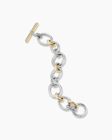 DY Mercer™ Chain Bracelet in Sterling Silver with 18K Yellow Gold and Diamonds, 25mm