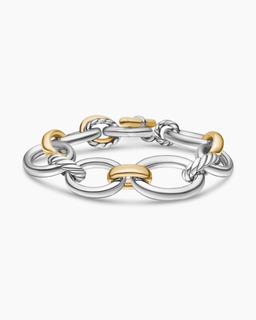 Womens DY Mercer® Chain Bracelet in Sterling Silver with 18K Yellow Gold and Diamonds, 20mm