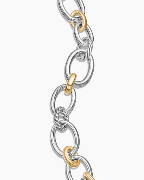 Womens DY Mercer® Chain Bracelet in Sterling Silver with 18K Yellow Gold and Diamonds, 20mm