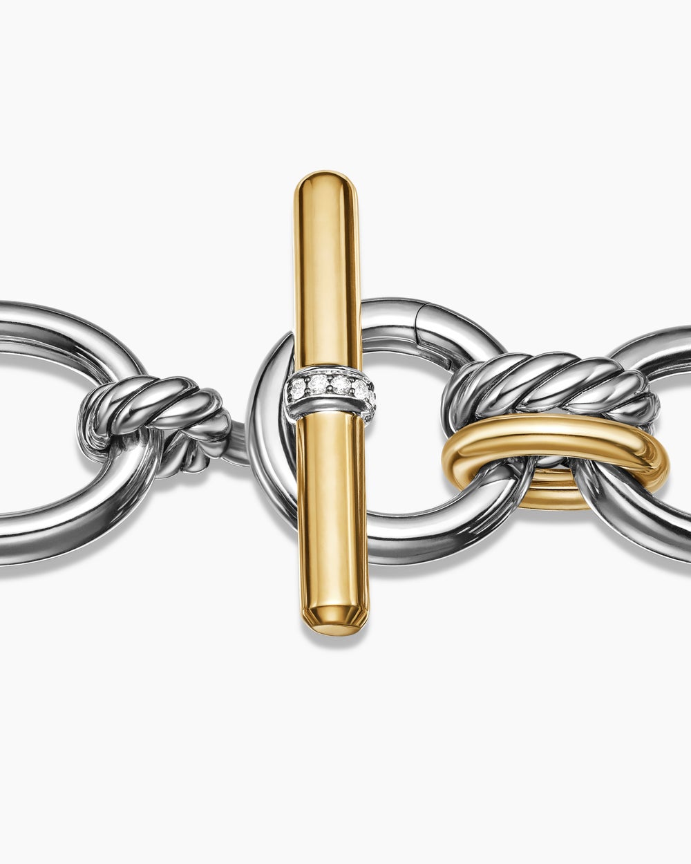 Womens DY Mercer Chain Bracelet in Sterling Silver with 18K Yellow Gold and Diamonds, 20mm