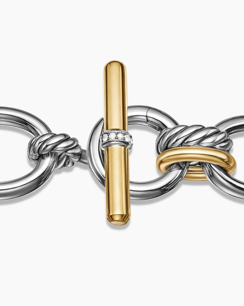 Womens DY Mercer Chain Bracelet in Sterling Silver with 18K Yellow Gold and Diamonds, 20mm
