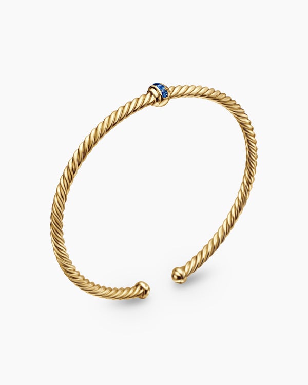Classic Cablespira Station Bracelet in 18K Yellow Gold with Pavé, 3mm