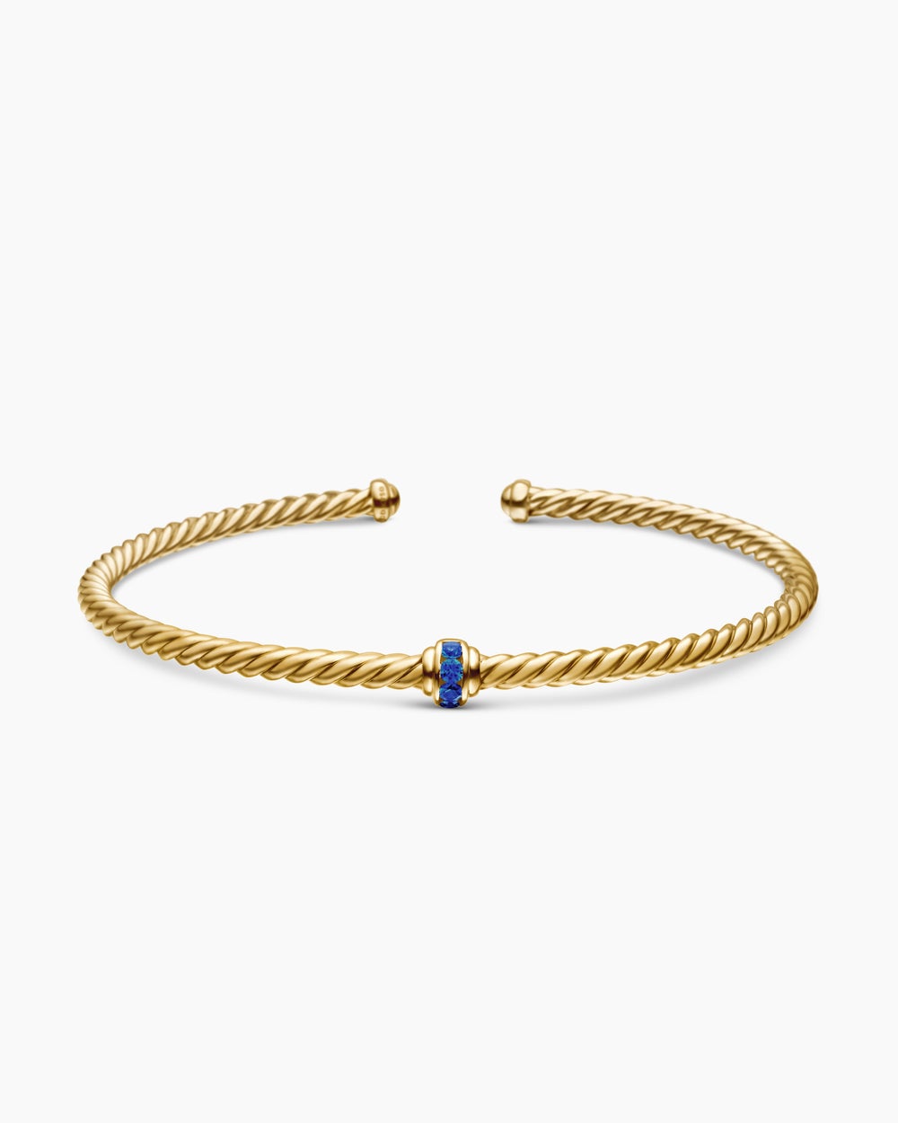 Bracelet à ornements Classic Cablespira® en or jaune 18 carats avec pavé de saphirs bleus, 3 mm femme