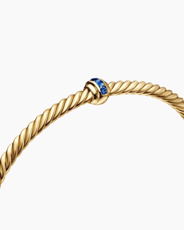 Classic Cablespira Station Bracelet in 18K Yellow Gold with Pavé, 3mm