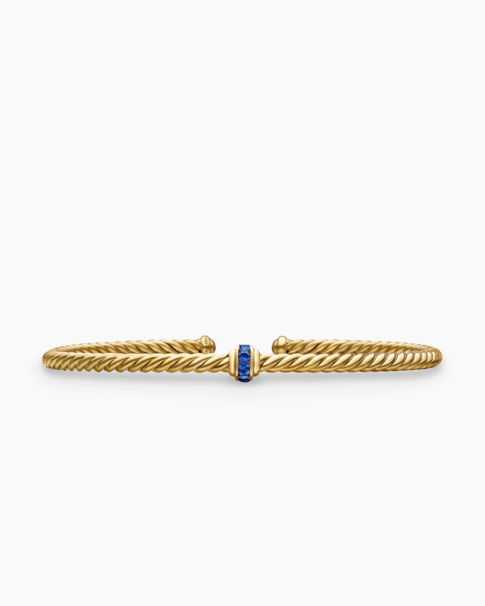 Bracelet à ornements Classic Cablespira® en or jaune 18 carats avec pavé de saphirs bleus, 3 mm femme