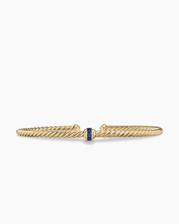 Classic Cablespira® Station Bracelet in 18K Yellow Gold with Pavé Blue Sapphires, 3mm