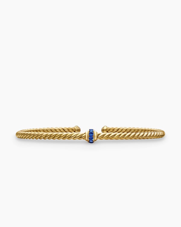 Classic Cablespira Station Bracelet in 18K Yellow Gold with Pavé, 3mm