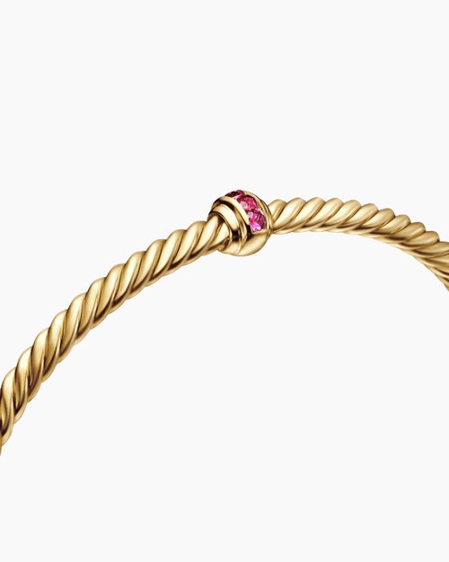 Womens Classic Cablespira Station Bracelet in 18K Yellow Gold with Pavé, 3mm