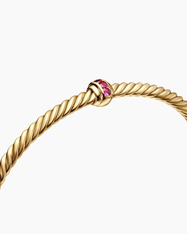 Classic Cablespira Station Bracelet in 18K Yellow Gold with Pavé, 3mm