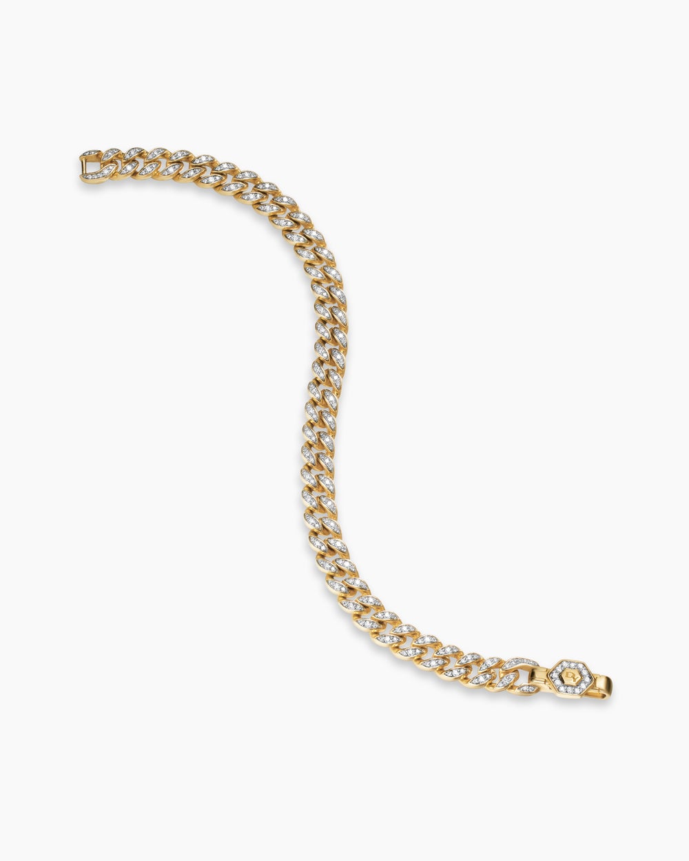 Bracelet Curb Chain en or jaune 18 carats avec pavé de diamants, 7 mm femmes