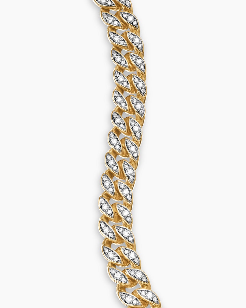 Bracelet Curb Chain en or jaune 18 carats avec pavé de diamants, 7 mm femmes