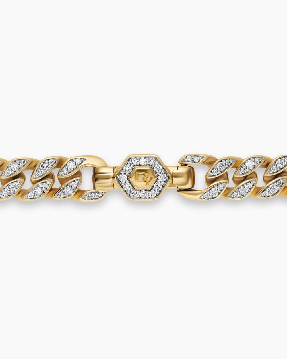 Bracelet Curb Chain en or jaune 18 carats avec pavé de diamants, 7 mm femmes