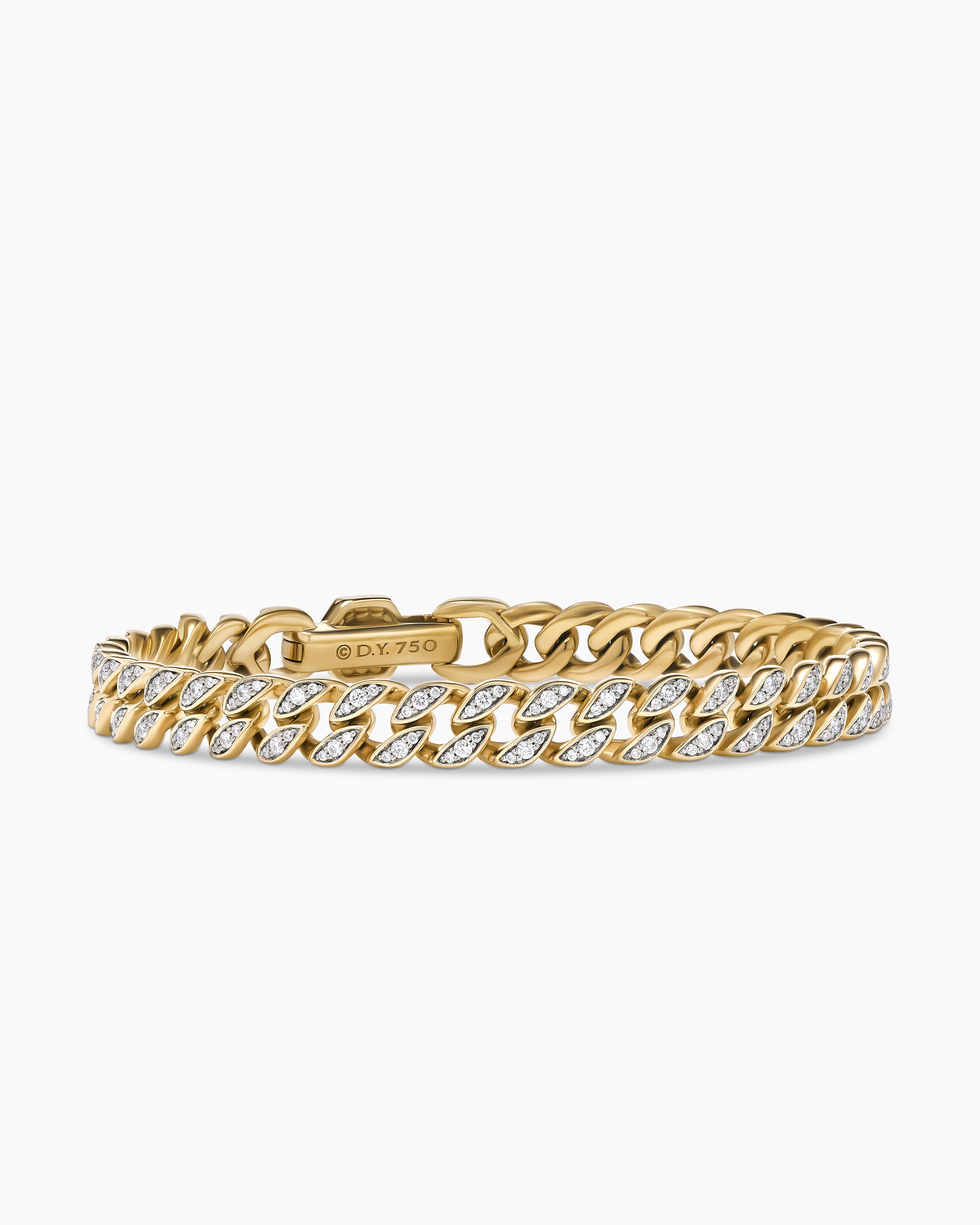 Curb Chain Bracelet in 18K Yellow Gold with Diamonds, 7mm | David Yurman