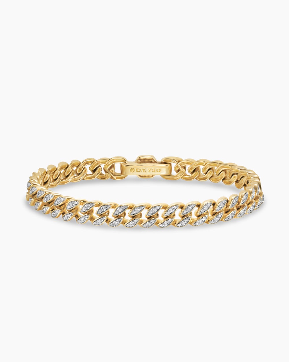 Bracelet Curb Chain en or jaune 18 carats avec pavé de diamants, 7 mm femmes