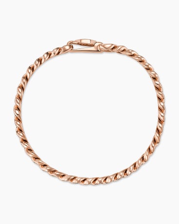 Curb Chain Bracelet in 18K Rose Gold with Diamonds, 7mm