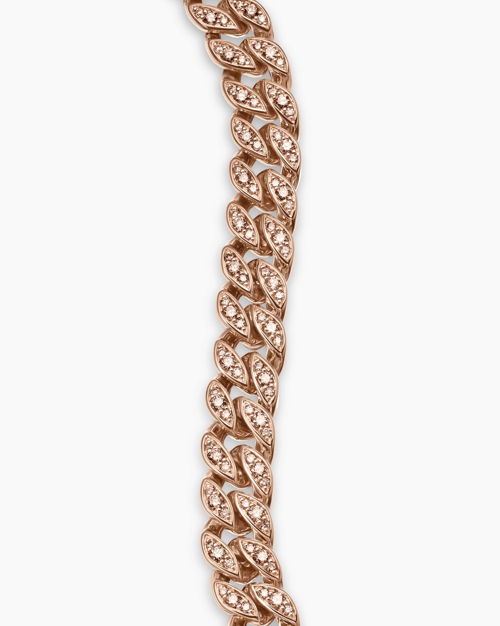 Womens Curb Chain Bracelet in 18ct Rose Gold with Diamonds, 7mm