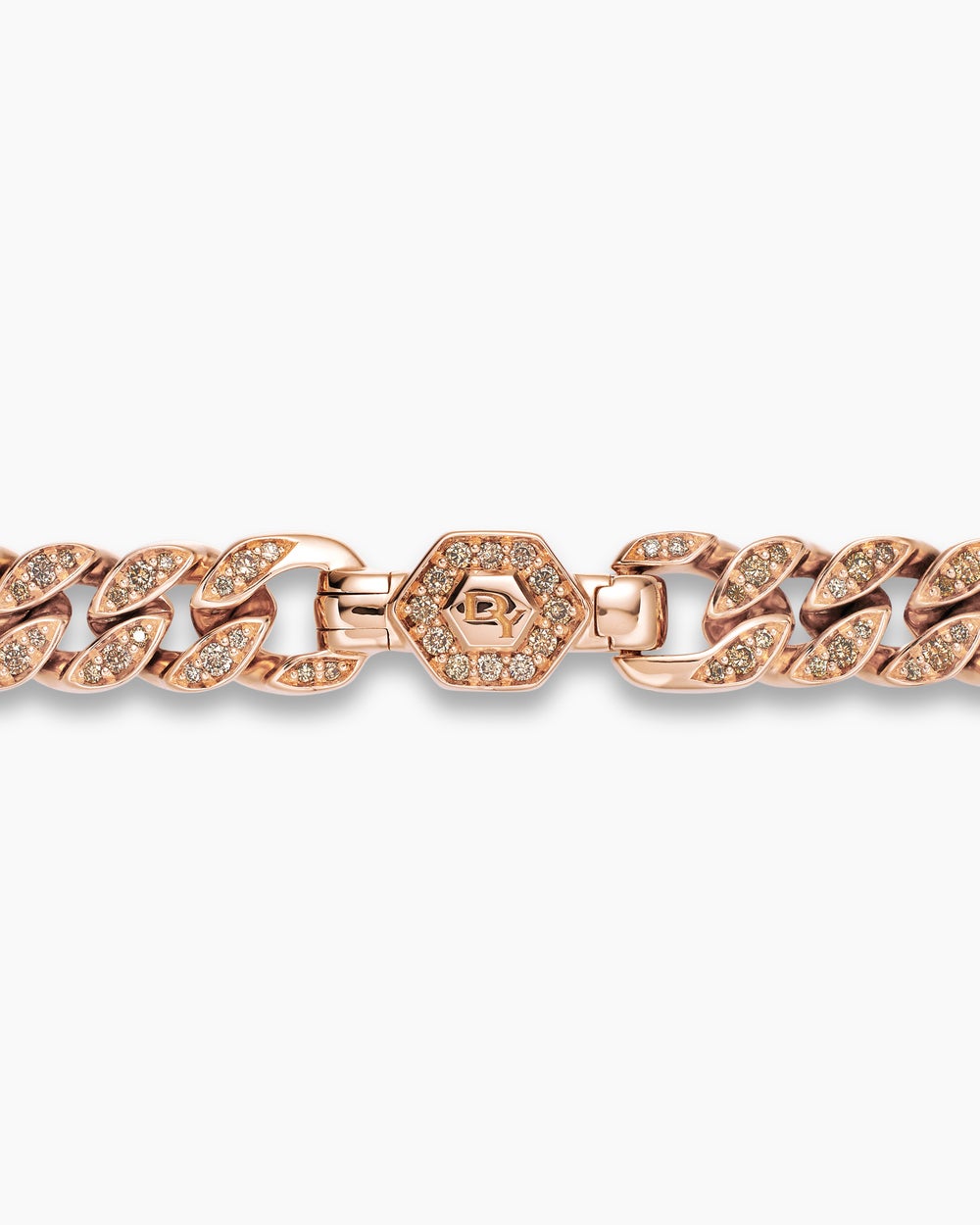 Womens Curb Chain Bracelet in 18ct Rose Gold with Diamonds, 7mm