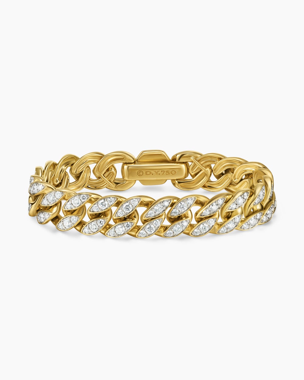 Bracelet Curb Chain en or jaune 18 carats avec diamants, 11,5 mm femme
