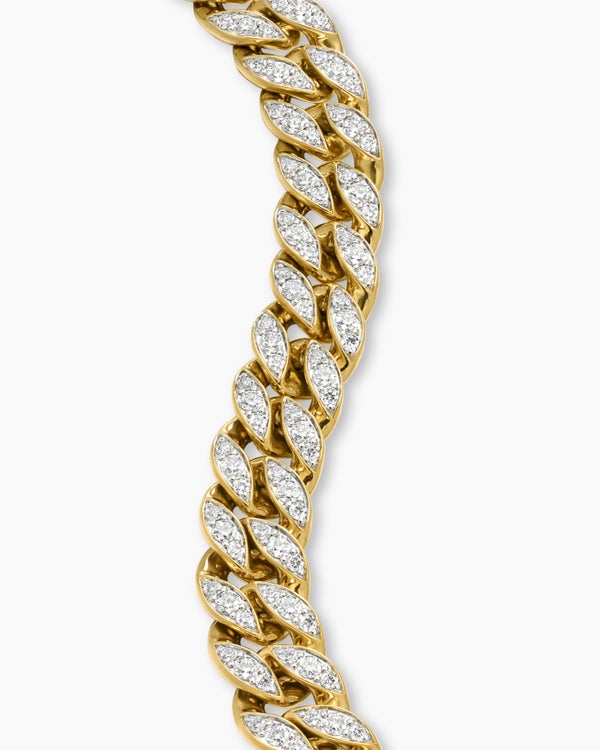Curb Chain Bracelet in 18K Yellow Gold with Diamonds, 11.5mm