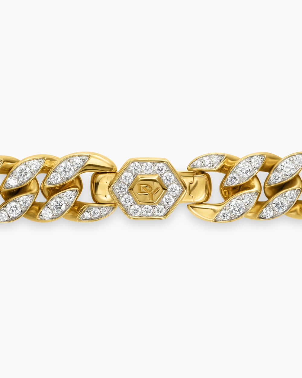 Bracelet Curb Chain en or jaune 18 carats avec diamants, 11,5 mm femme