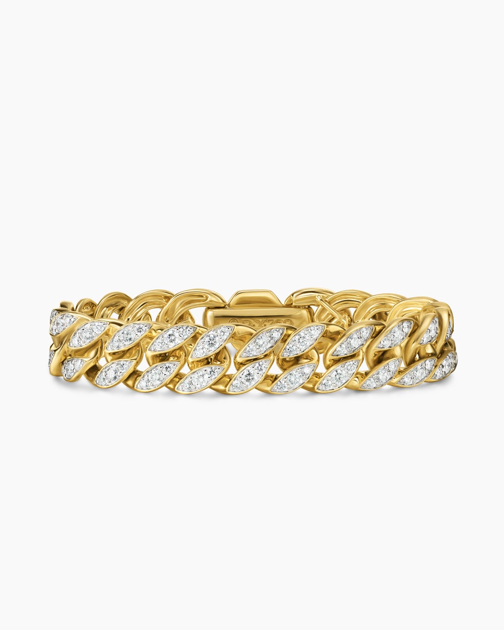 Bracelet Curb Chain en or jaune 18 carats avec diamants, 11,5 mm femme