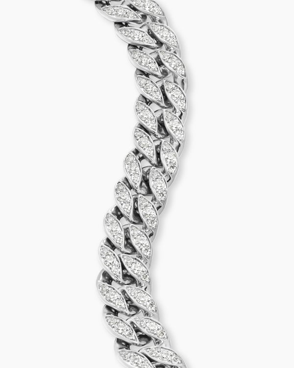 Curb Chain Bracelet in Platinum with Diamonds, 11.5mm