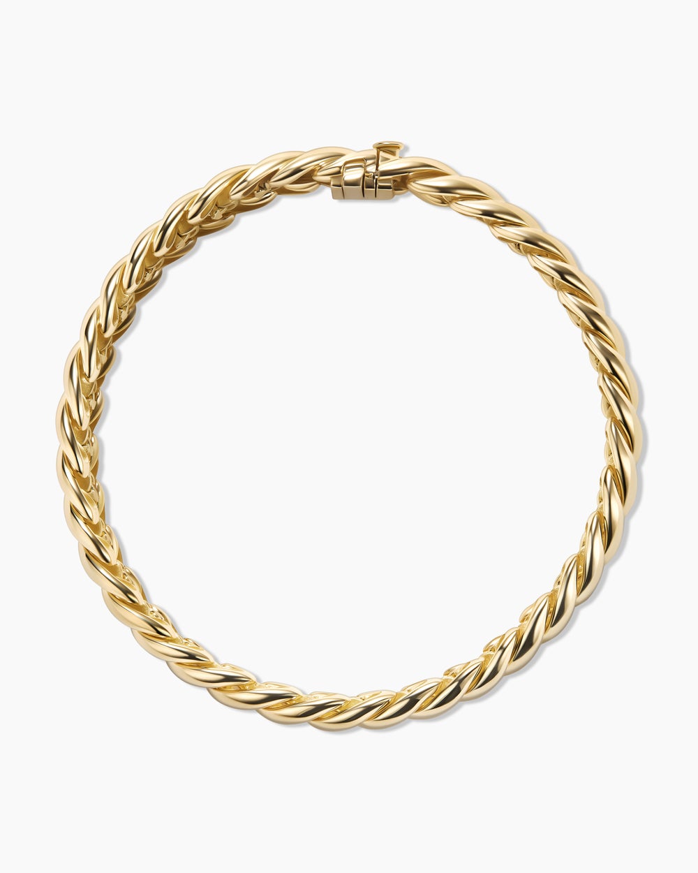 Womens Sculpted Cable Bracelet in 18ct Yellow Gold, 8.5mm