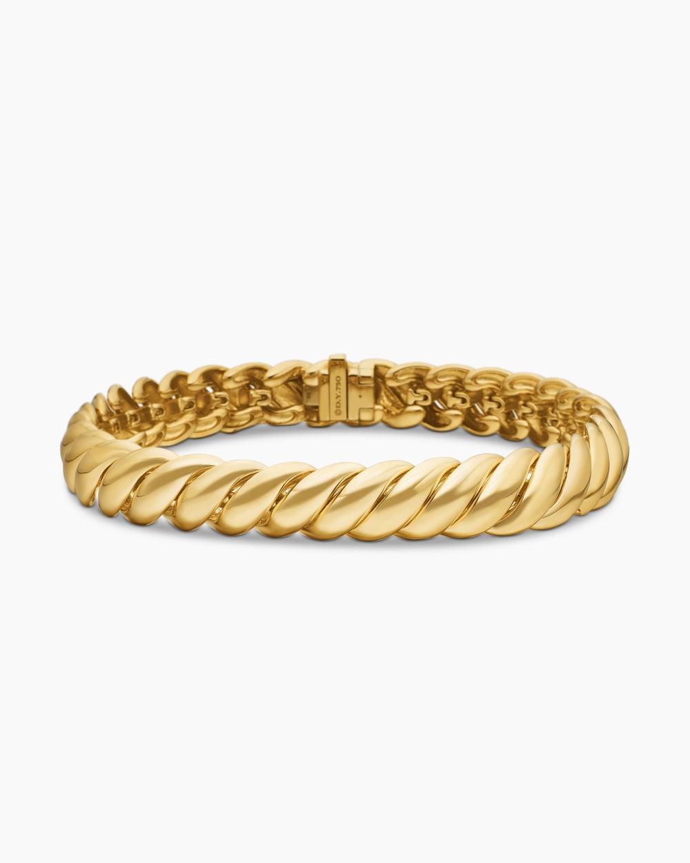 Womens Sculpted Cable Bracelet in 18ct Yellow Gold, 8.5mm