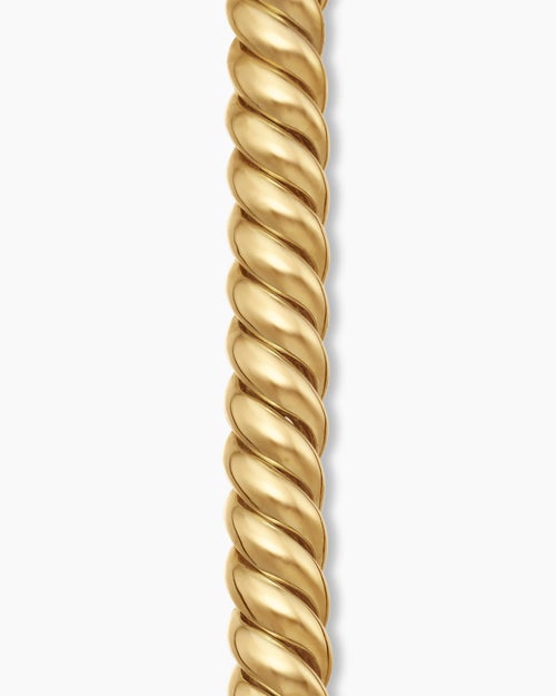 Womens Sculpted Cable Bracelet in 18K Yellow Gold, 8.5mm