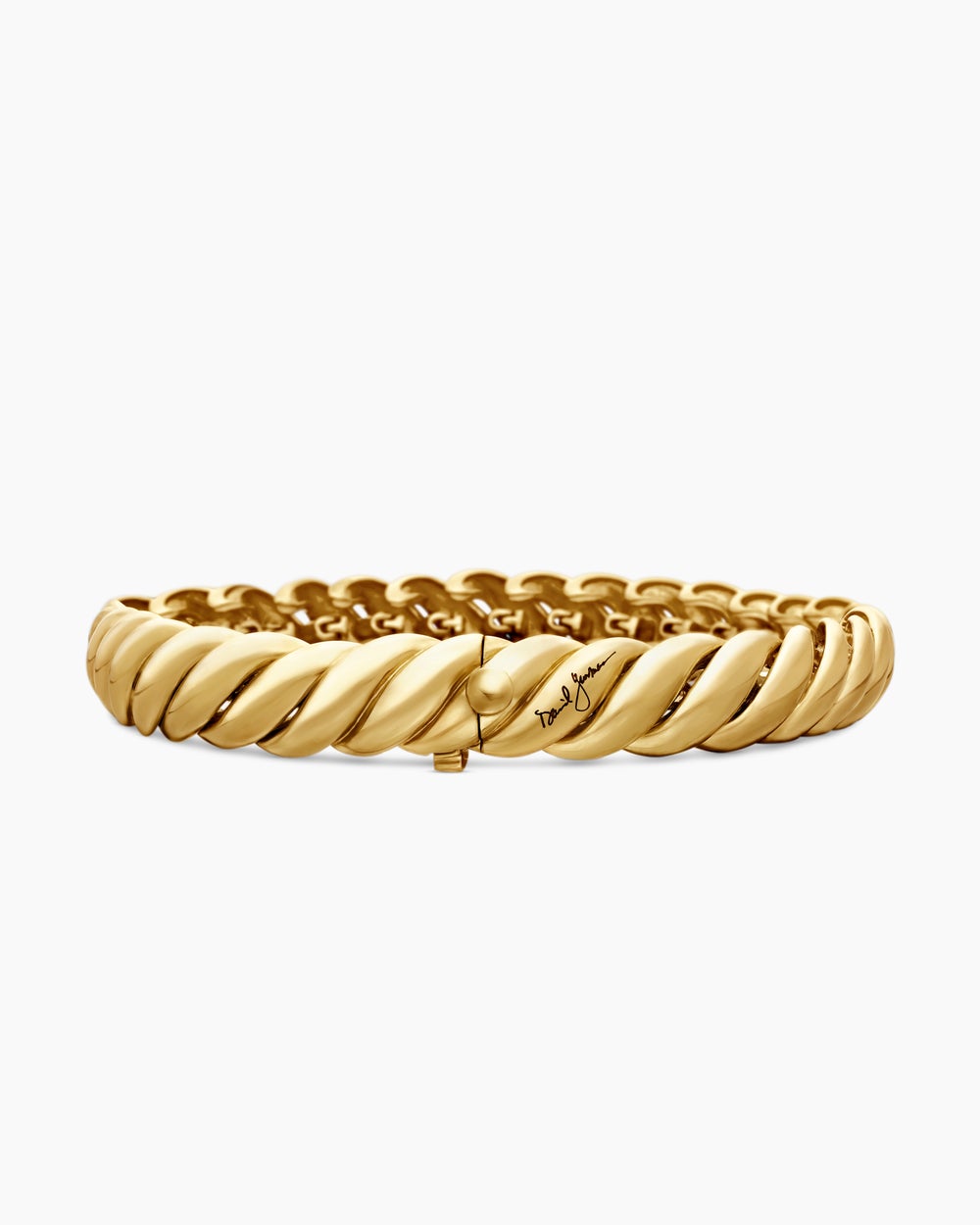 Womens Sculpted Cable Bracelet in 18ct Yellow Gold, 8.5mm