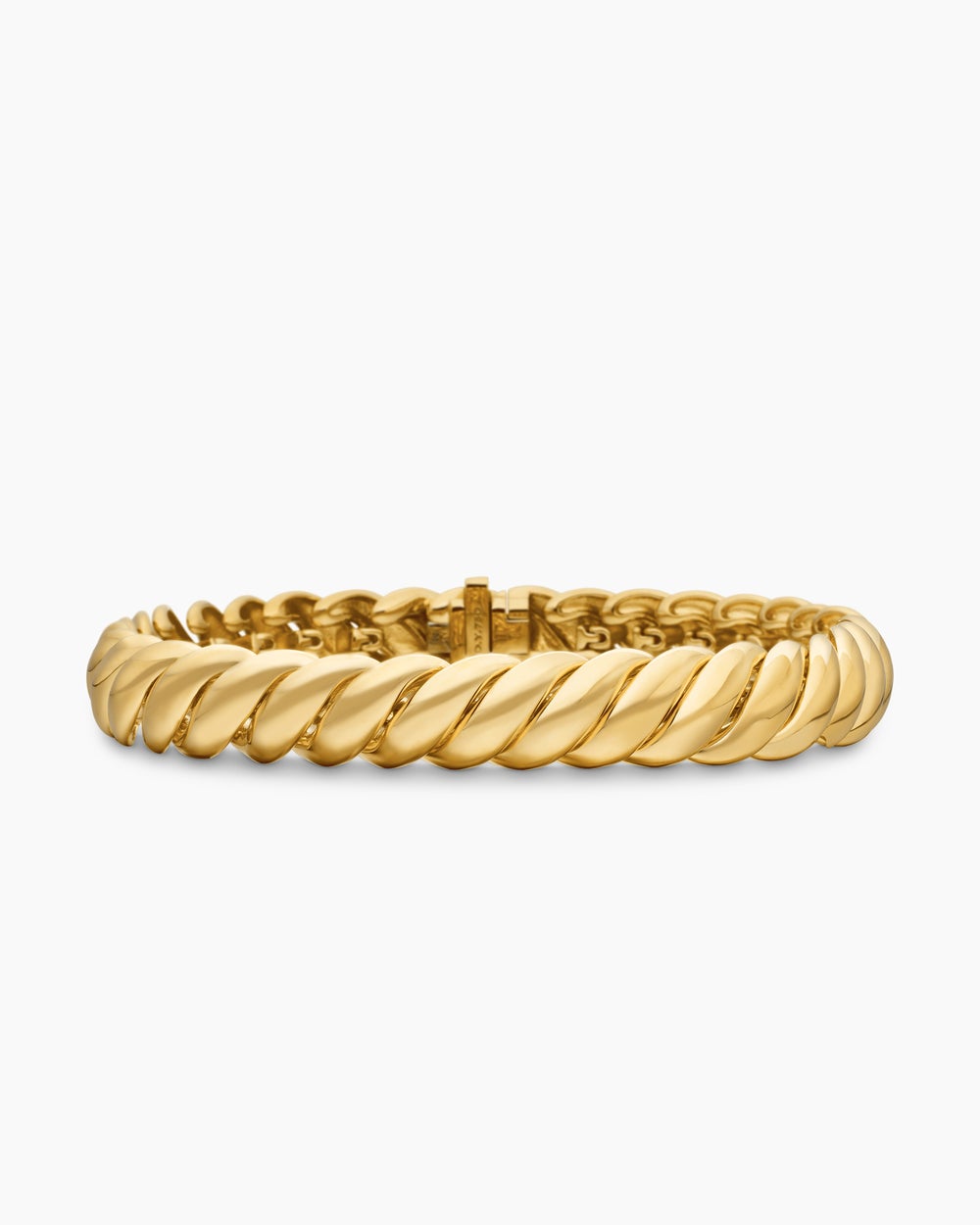 Womens Sculpted Cable Bracelet in 18ct Yellow Gold, 8.5mm