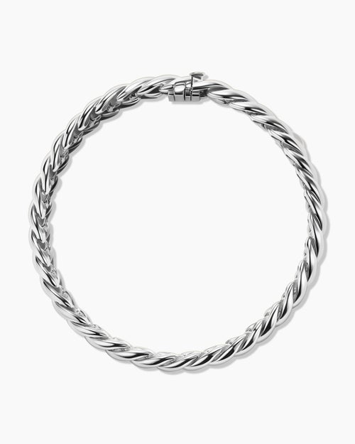 Womens Sculpted Cable Bracelet in Sterling Silver, 8.5mm