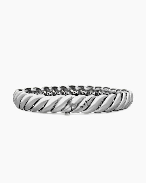 Womens Sculpted Cable Bracelet in Sterling Silver, 8.5mm