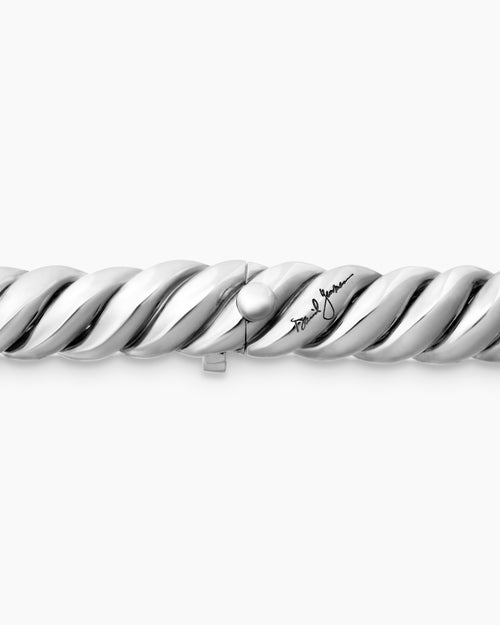 Womens Sculpted Cable Bracelet in Sterling Silver, 8.5mm